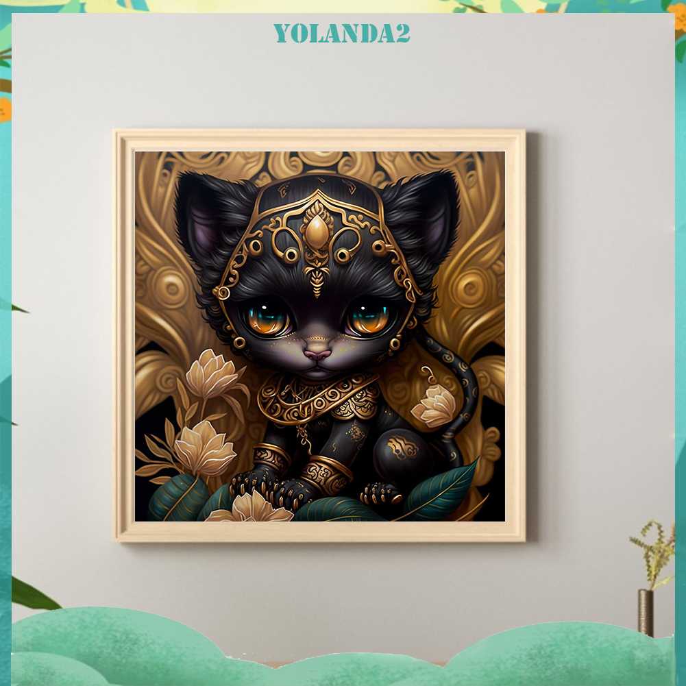 Tranh Đính Đá Kim Cương Toàn Bộ 5D DIY Hình Vẽ Mèo Trang Trí Nhà Cửa