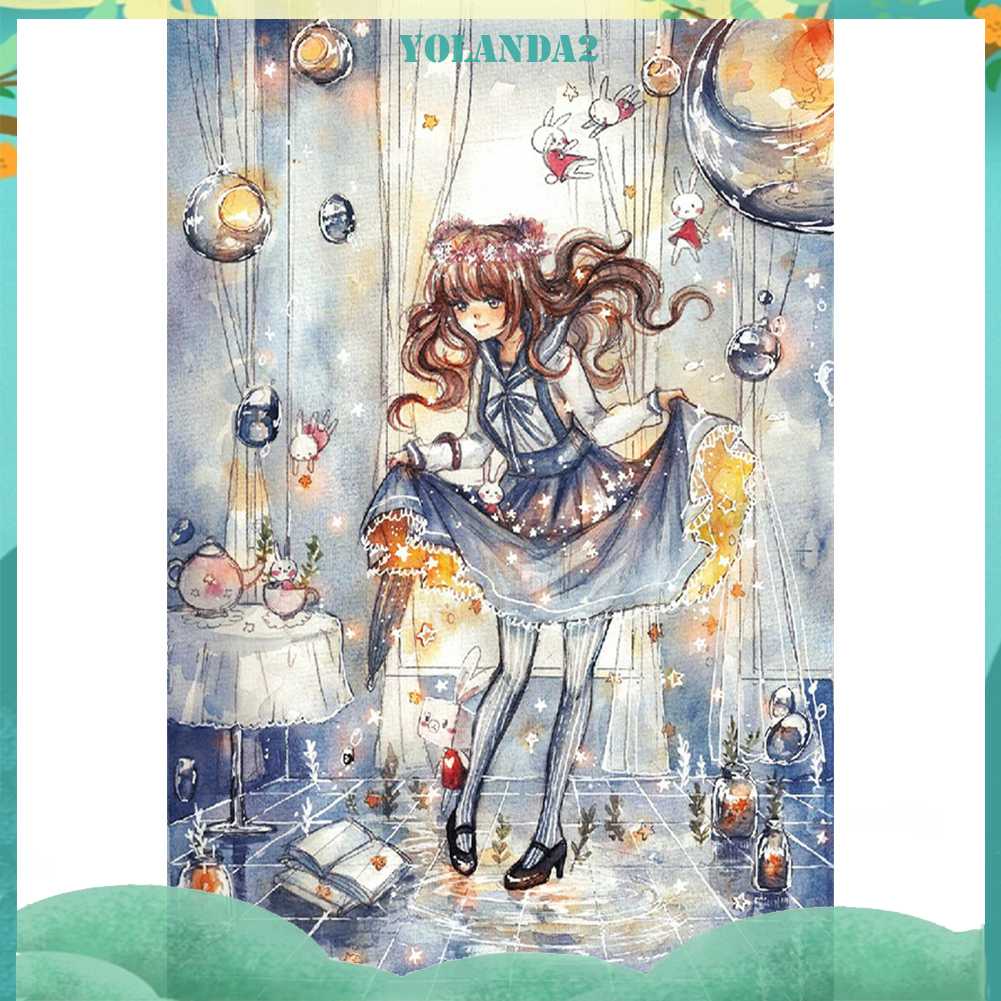 Tranh Đính Đá Kim Cương Toàn Bộ 5D DIY Hình Vẽ Cô Gái Trang Trí Nhà Cửa