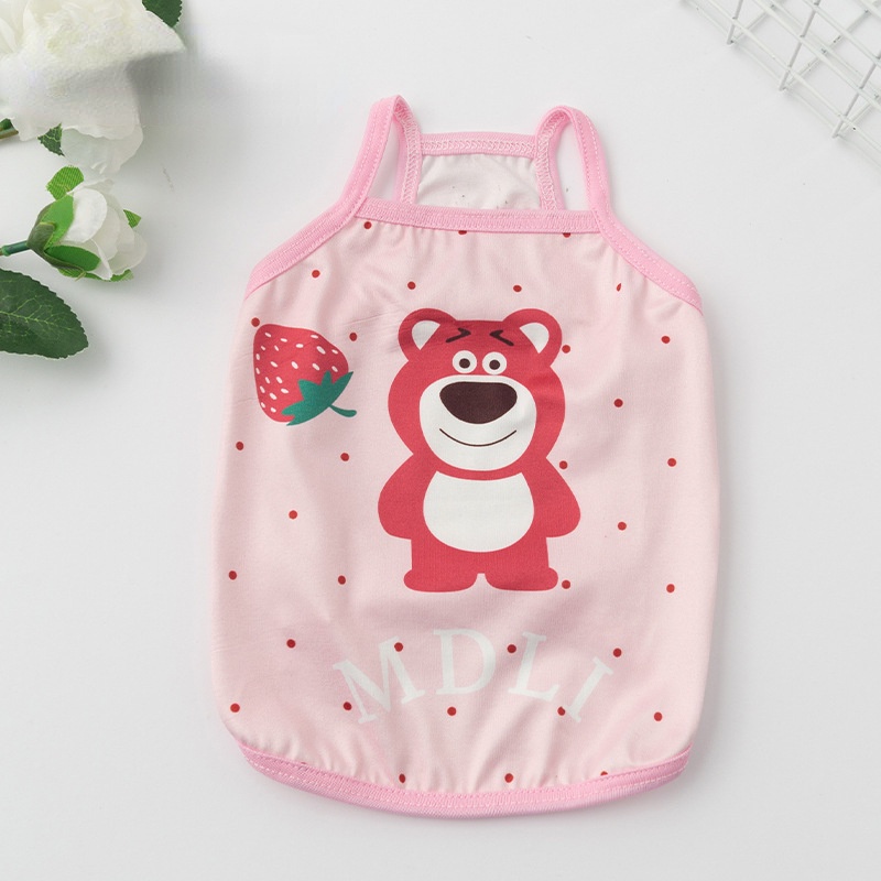 Áo Ba Lỗ Thoáng Khí In Họa Tiết Dâu Tây / Gấu Hoạt Hình Cho Thú Cưng Shih Tzu Femle