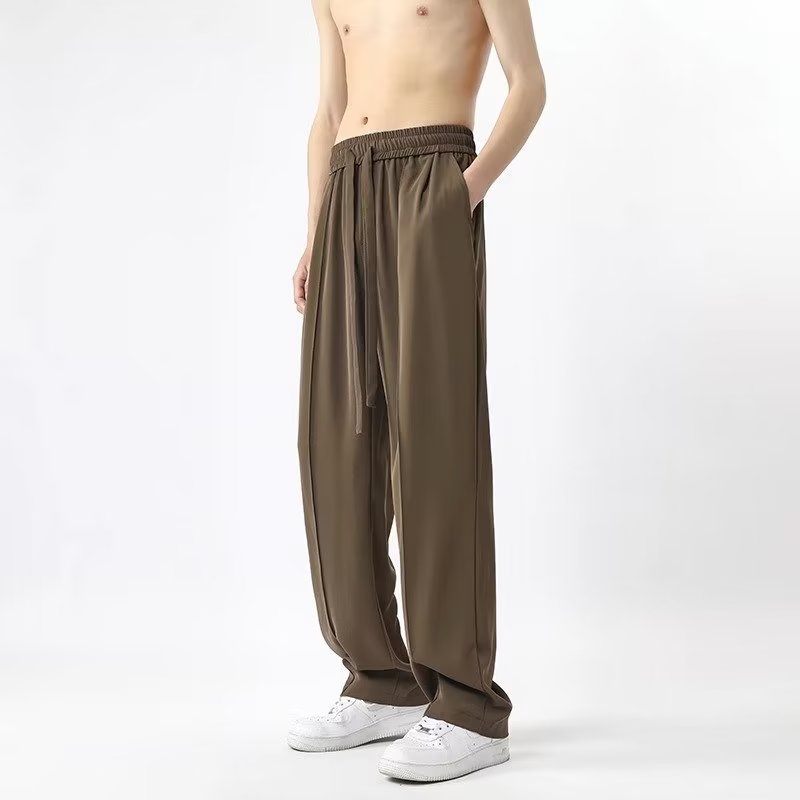 Quần Dài Vải Lụa Lạnh Mỏng Dáng Rộng Kiểu Đường Phố Thời Trang Mùa Hè Cho Nam