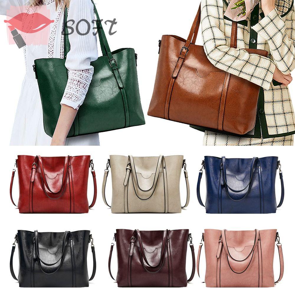 Túi Tote Da Mềm Có Khóa Kéo Phong Cách Vintage Cho Nữ