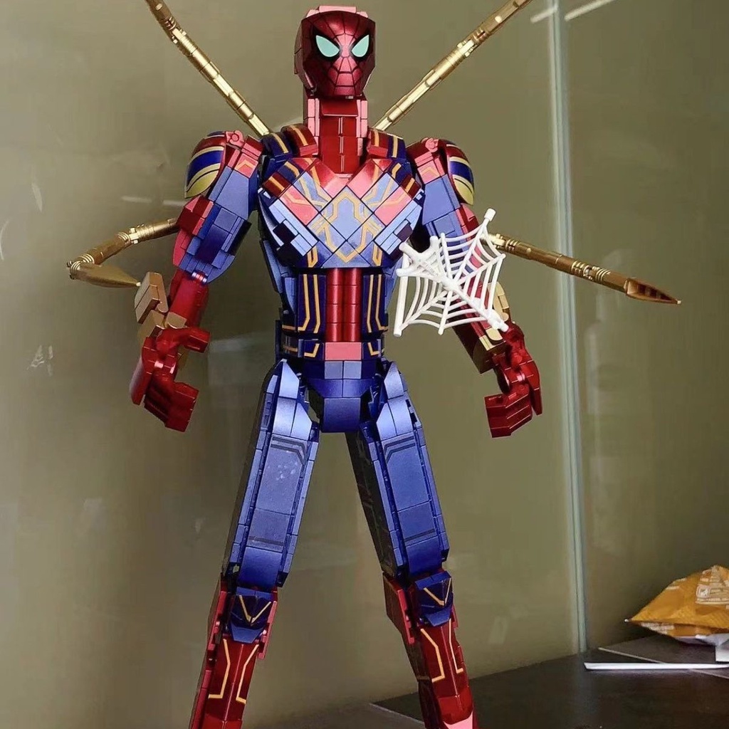 Đồ chơi Lắp ráp Mô hình Marvel robot Spiderman Spider Hero Uphold Justice with 1132 Pieces 6015