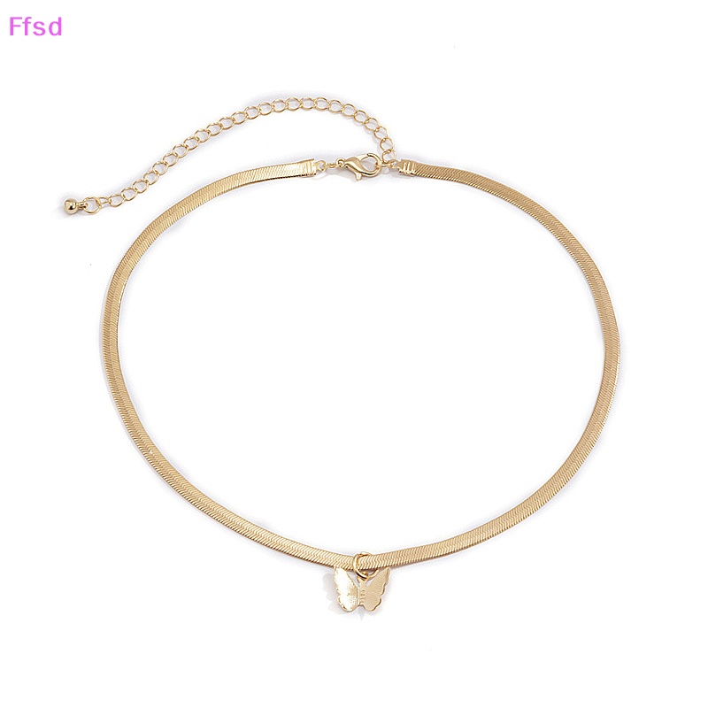 Vòng cổ Choker Mặt Hình Bướm Màu Vàng Phong Cách Vintage Sáng Tạo Cho Nữ