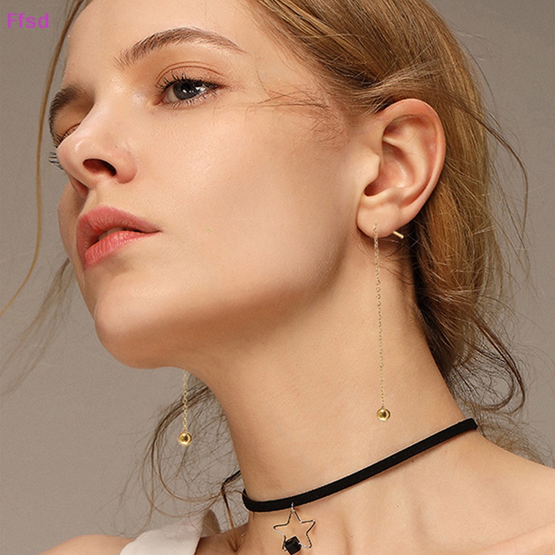 {Ffsd} 1 Đôi Bông Tai Dây Tua Rua Bằng Thép Titan Đơn Giản Làm Quà Tặng Tiệc Cưới Cho Nữ