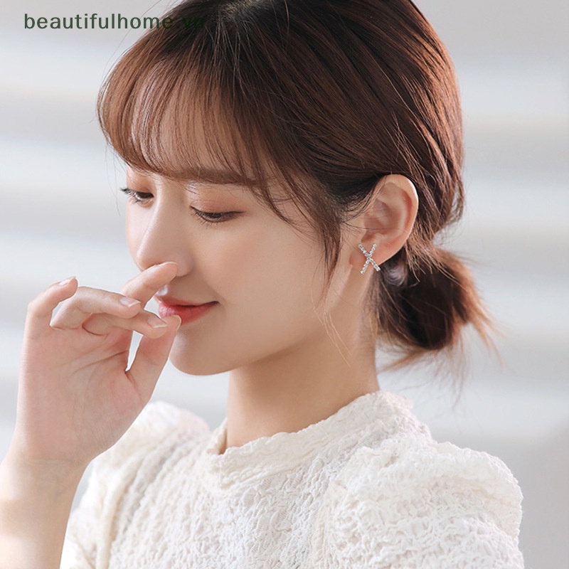 1 Đôi Bông Tai Hình Chữ X Đính Đá Sáng Tạo Thời Trang Dành Cho Nữ