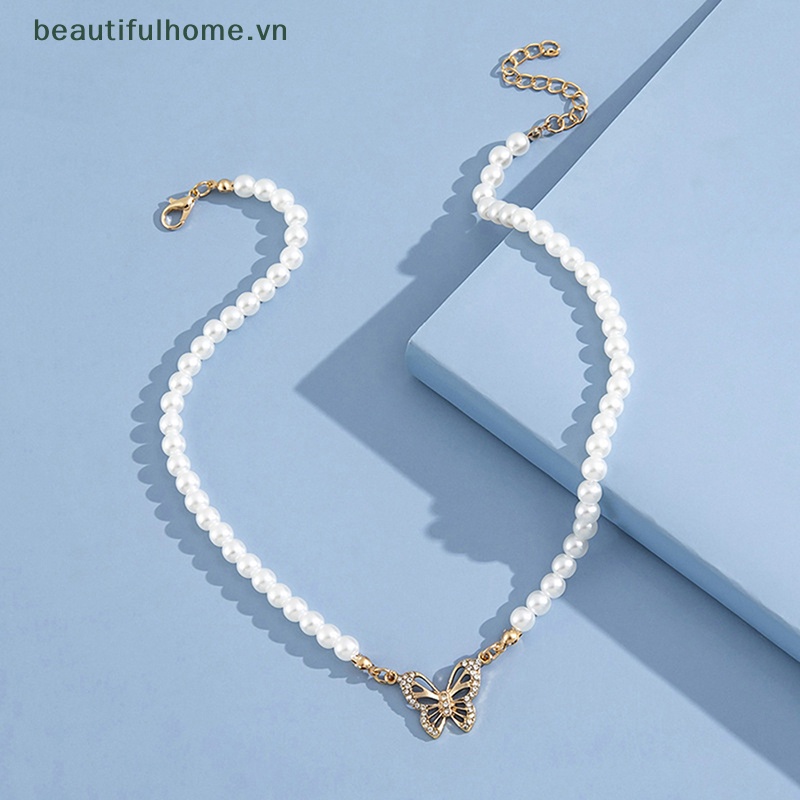 Vòng Cổ Choker Chuỗi Hạt Ngọc Trai / Bướm Thời Trang Vintage Thanh Lịch Cho Nữ