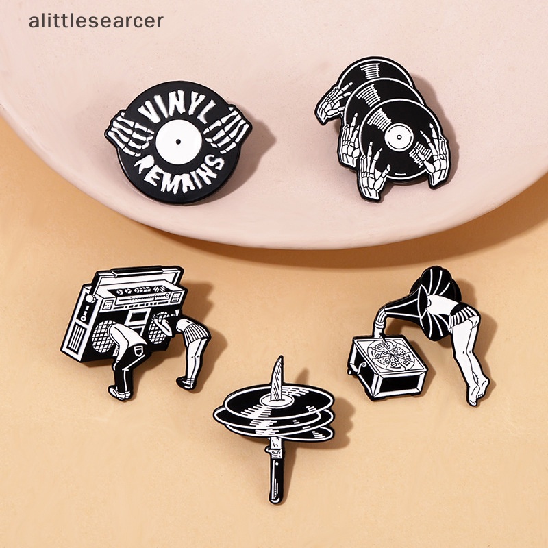 Ghim Cài Áo Bằng Vinyl Hình Đĩa Hát Kinh Dị Màu Đen