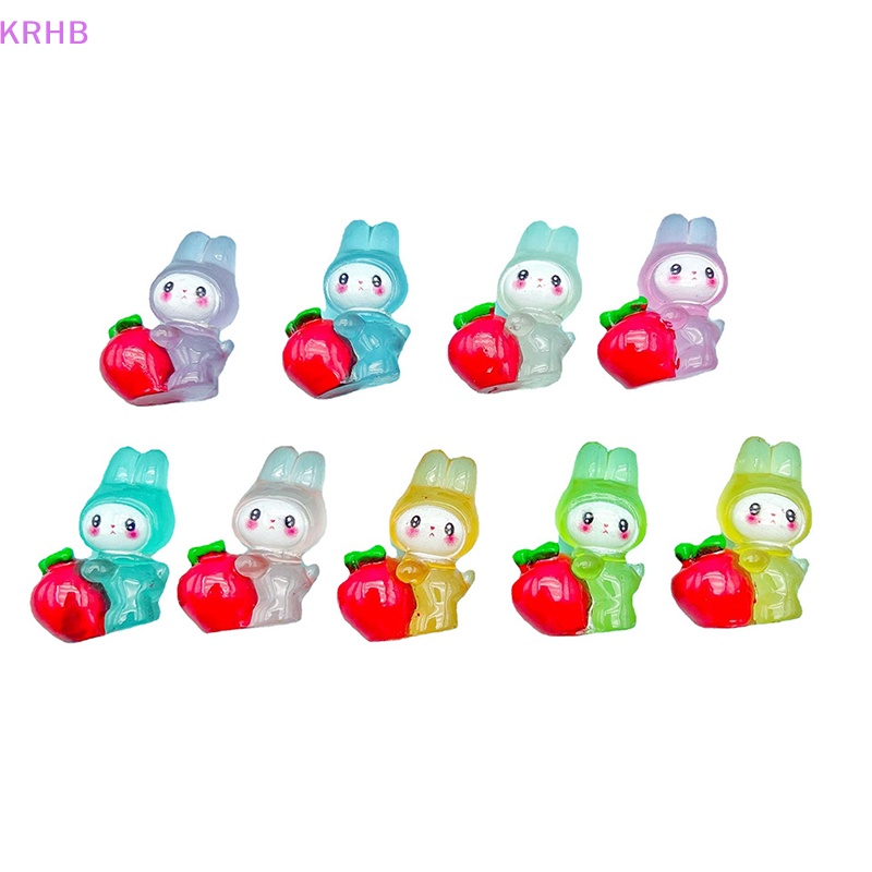 Set 2 Phụ Kiện Trang Trí Nghệ Thuật DIY Hình Chú Thỏ Bằng Nhựa Resin Màu Dạ Quang Xinh Xắn Mới