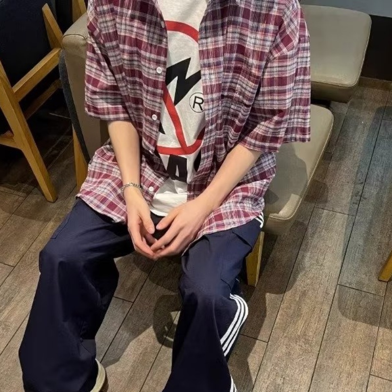 Áo Sơ Mi Tay Ngắn Dáng Rộng Plus Size Phong Cách Hong Kong Thời Trang Mùa Hè Cho Nam