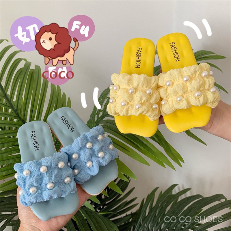 Dép Công Chúa Đế Mềm Chống Trượt Đính Ngọc Trai Dễ Thương Cho Bé Gái