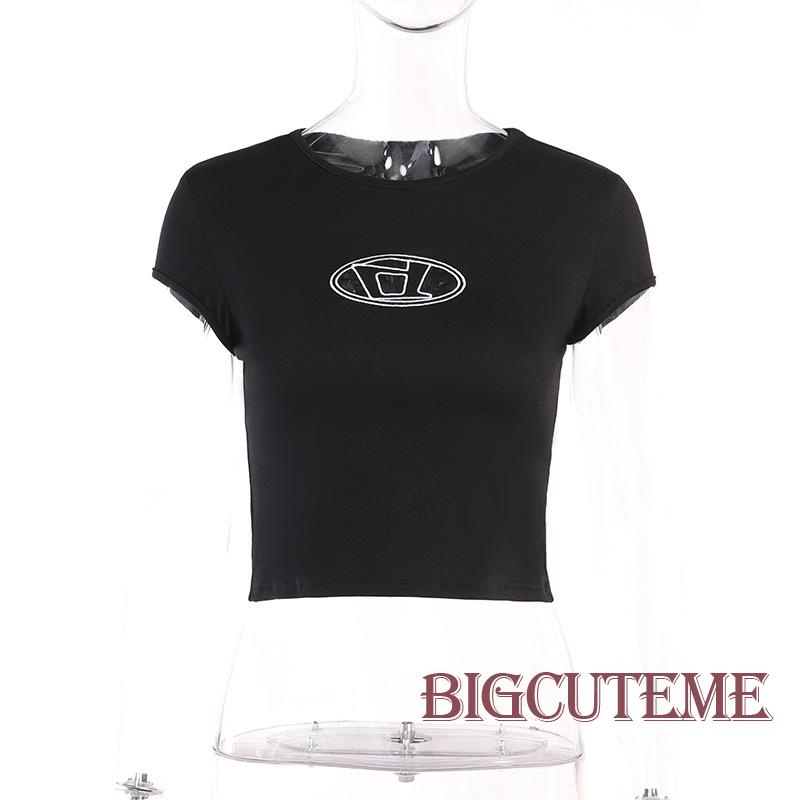 Áo Thun Crop Top Tay Ngắn Cổ Tròn In Họa Tiết Thời Trang Cho Nữ