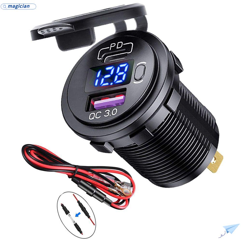 Tẩu Sạc PD + QC3.0 30W Cổng USB Type C Cho Xe Ô Tô