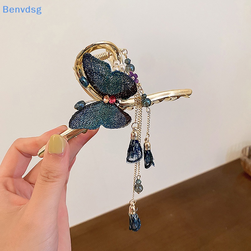 Kẹp Tóc Kim Loại Hình Bướm Đính Đá Pha Lê Phong Cách Hàn Quốc Cho Nữ