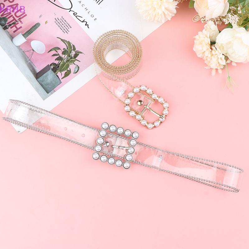 Thắt Lưng Khóa Vuông / Tròn / Trái Tim Trong Suốt Đính Đá Thời Trang Mới