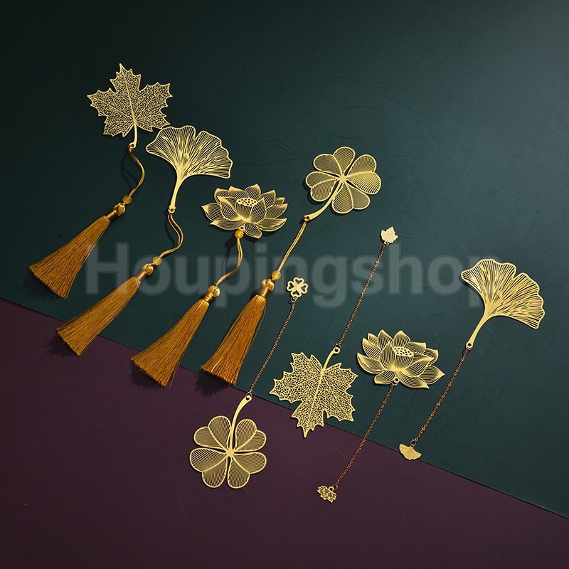 Bookmark Kim Loại Hình Lá Phong Cách Trung Hoa