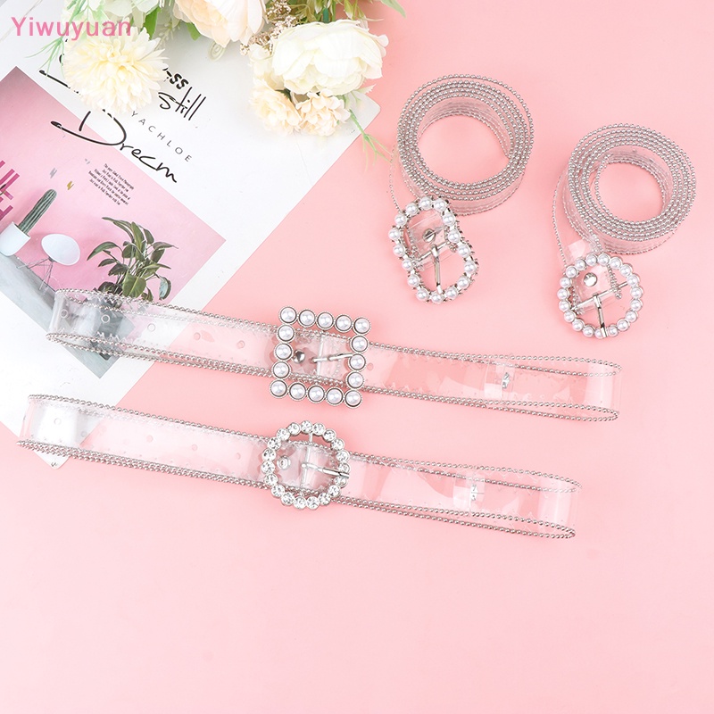 Thắt Lưng Trong Suốt Khóa Vuông / Tròn / Trái Tim Đính Đá Đơn Giản Thời Trang Mới