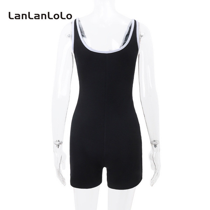 Jumpsuit LanLanLoLo sát nách cổ chữ V màu sắc tương phản thời trang 2023 cho nữ