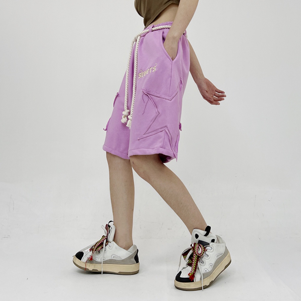 Quần Short Lưng Thun Ống Rộng Thêu Hình Ngôi Sao Phong Cách Mỹ Cổ Điển Thời Trang Mùa Hè Hàng Mới 2023 Dành Cho Bạn Nữ