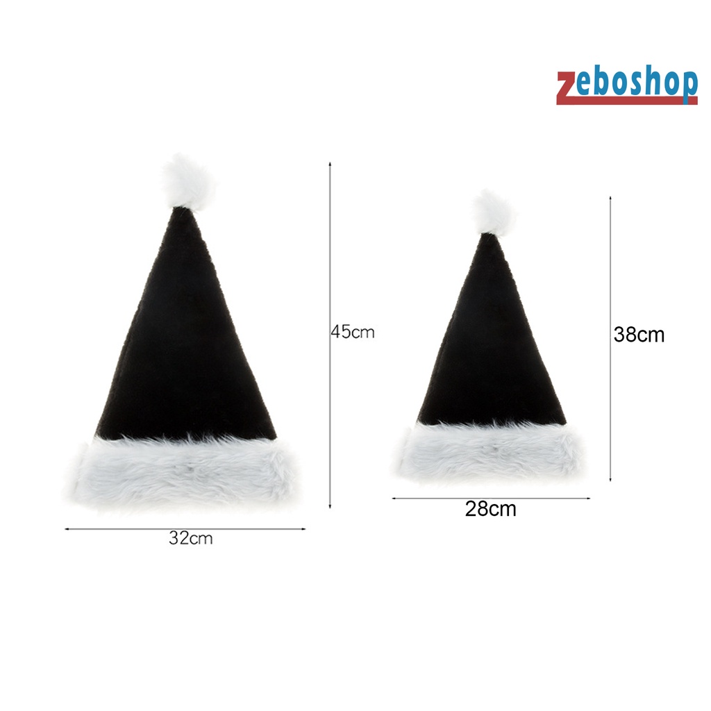 Mũ Ông Già Noel Bằng Lông Nhung Mềm Mại Màu Đen Bắt Mắt Rộng Dùng Trang Trí Nhà Cửa