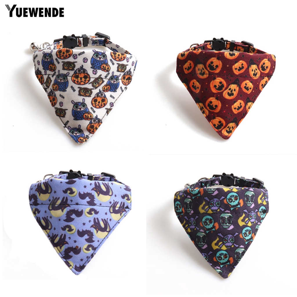 Yq.e Yếm Họa Tiết Bộ Xương Dơi Bí Ngô Có Thể Điều Chỉnh Cho Thú Cưng Chó Mèo Có Chuông Trang Trí Halloween