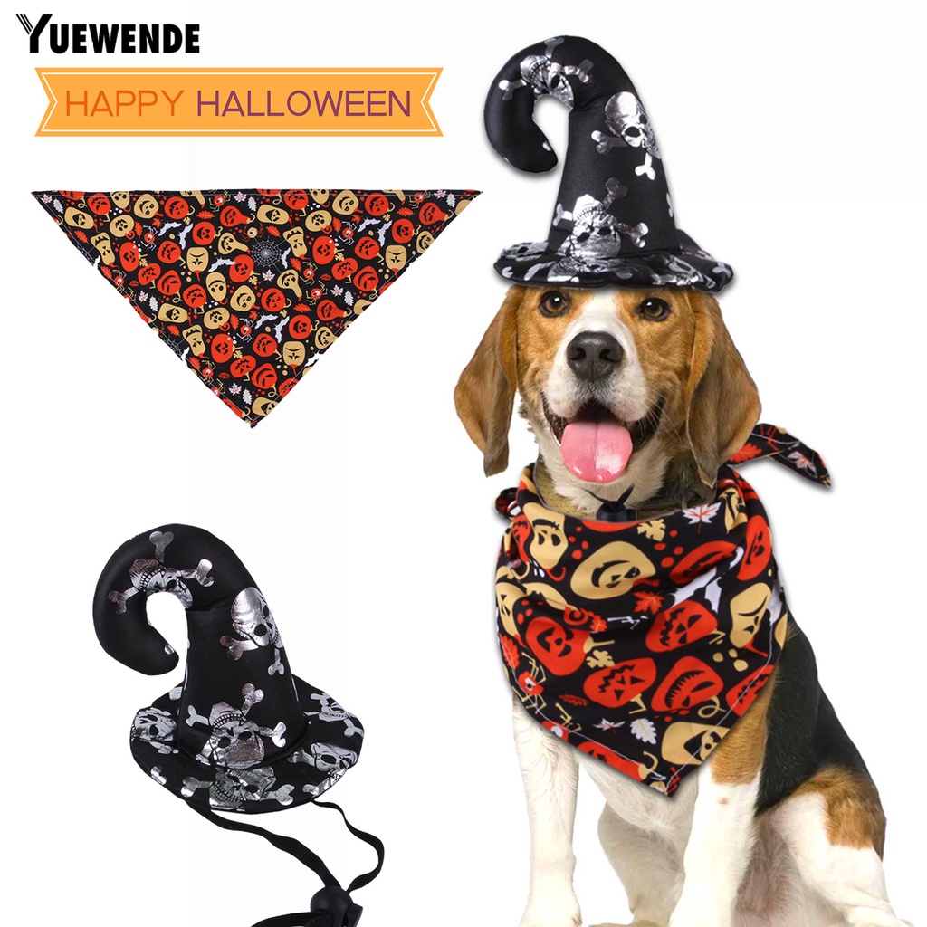 Yq.e 1 Set Khăn Choàng Cổ Tam Giác Vải Dệt Kim In Họa Tiết Bí Ngô Hoạt Hình Dễ Giặt Tẩy Có Thể Giặt Rửa Cho Thú Cưng