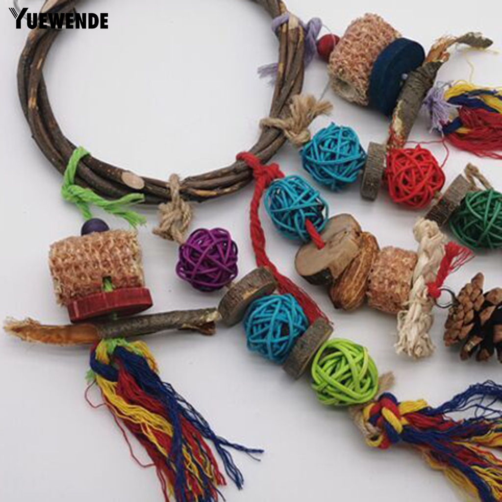 Đồ Chơi Treo Bằng Gỗ Tự Nhiên Nhiều Màu Sắc Cho Vẹt