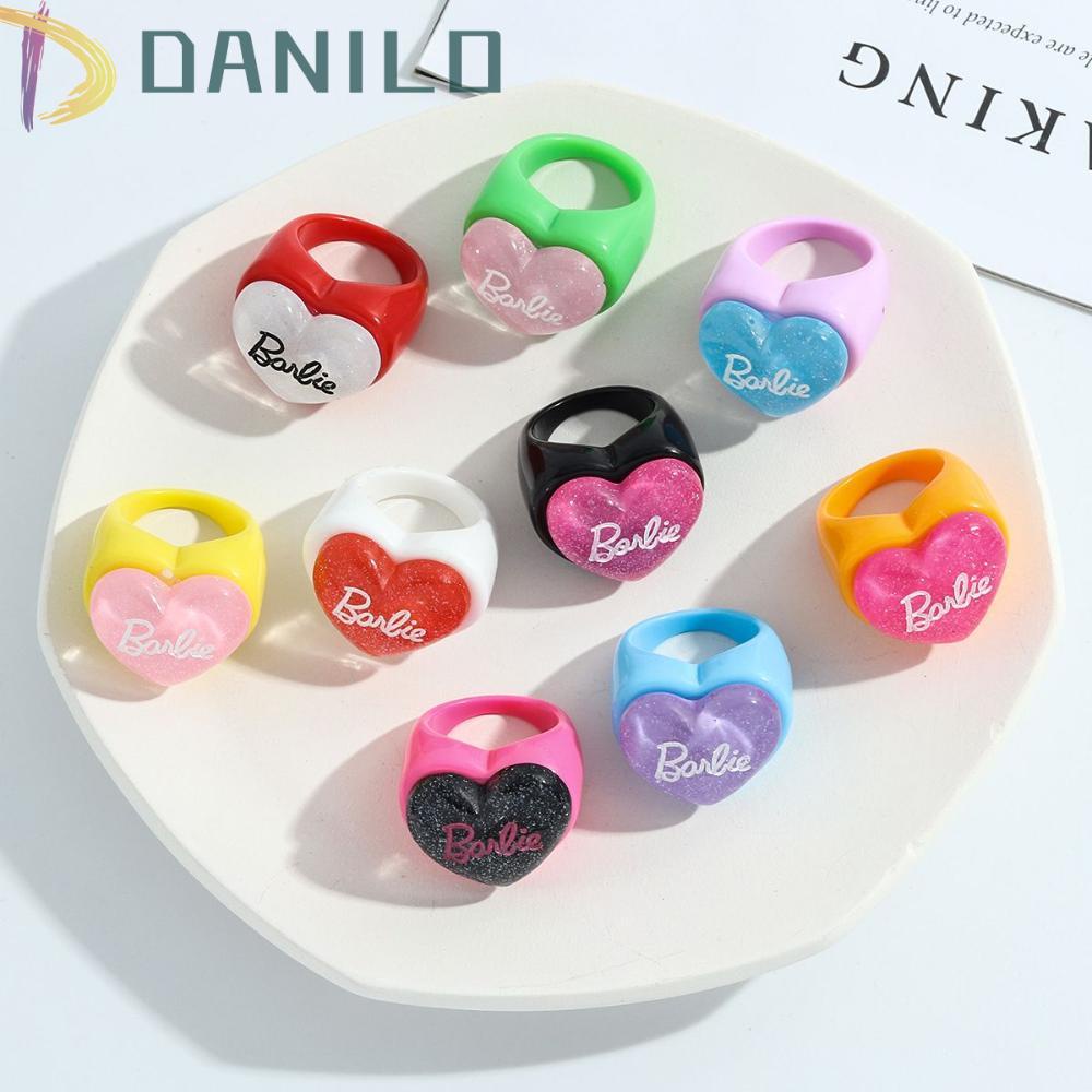 Nhẫn Nhựa Resin Hình Trái Tim Hoạt Hình Vui Nhộn Thời Trang Hàn Quốc Cho Nữ