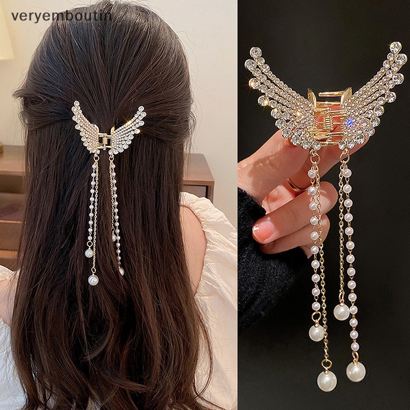 Kẹp Tóc Hình Bướm Đính Đá Ngọc Trai Đơn Giản Phong Cách Hàn Quốc Dành Cho Nữ