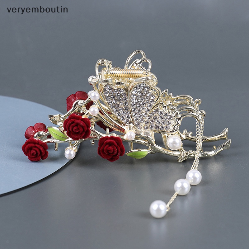 Kẹp Tóc Hình Hoa Hồng Đính Ngọc Trai Thanh Lịch Thời Trang Cho Nữ