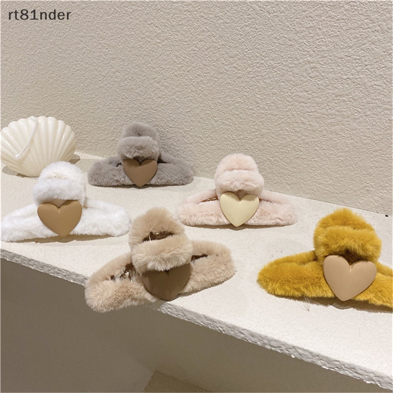 Kẹp Tóc Hình Trái Tim Bằng Lông Nhung Thời Trang Mùa Đông Dành Cho Nữ