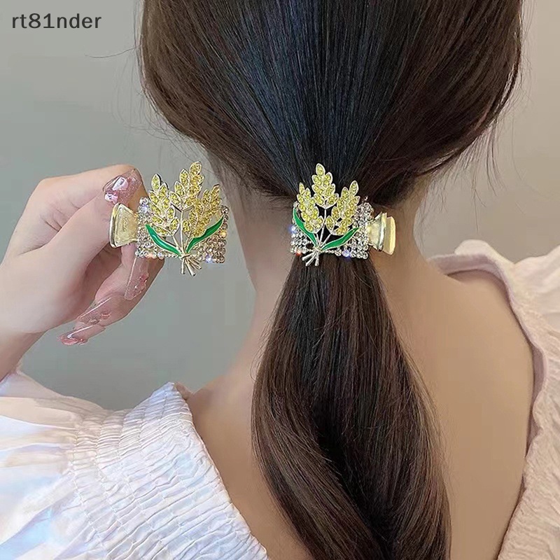 Rt Kẹp Tóc Càng Cua Cố Định Bằng Hợp Kim Lúa Mì Đính Đá Nhỏ Nhắn Dành Cho Bạn Nữ n