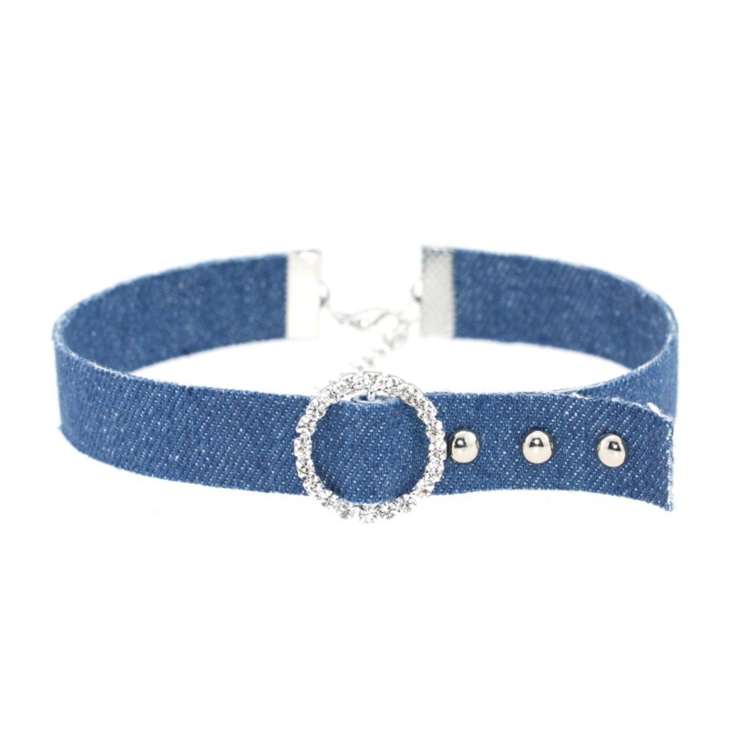 Vòng Cổ Choker Denim Màu Xanh Dương Thời Trang Cho Nữ