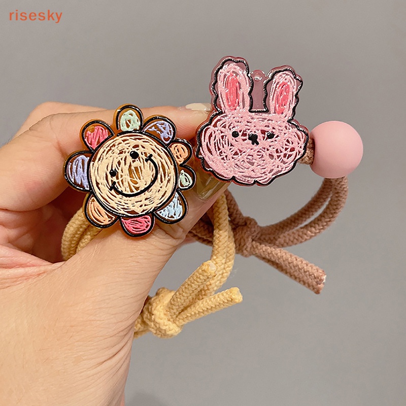 Dây Cột Tóc Acrylic In Họa Tiết Hoạt Hình Graffiti Màu Kẹo Phong Cách Hàn Quốc Xinh Xắn Cho Nữ