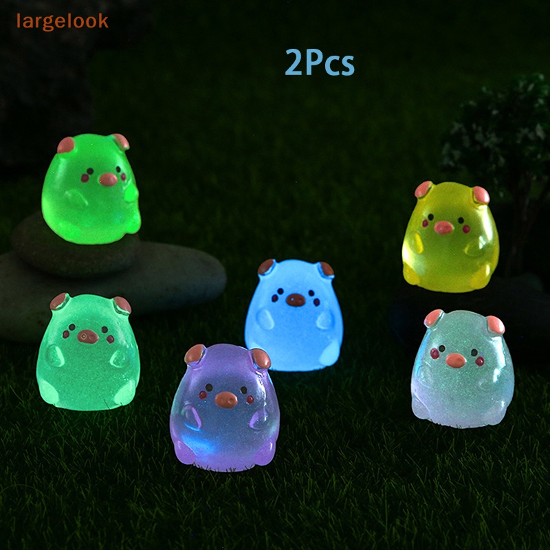 Set 2 Tượng Heo Con Dạ Quang Dễ Thương Dùng Trang Trí Tiểu Cảnh