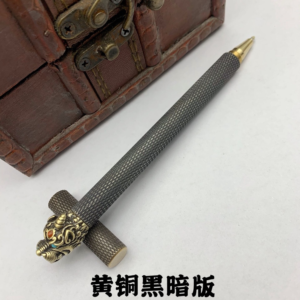 Bút Chiến Thuật Bằng Đồng Thau Dát Khảm Hình Động Vật Hoang Dã