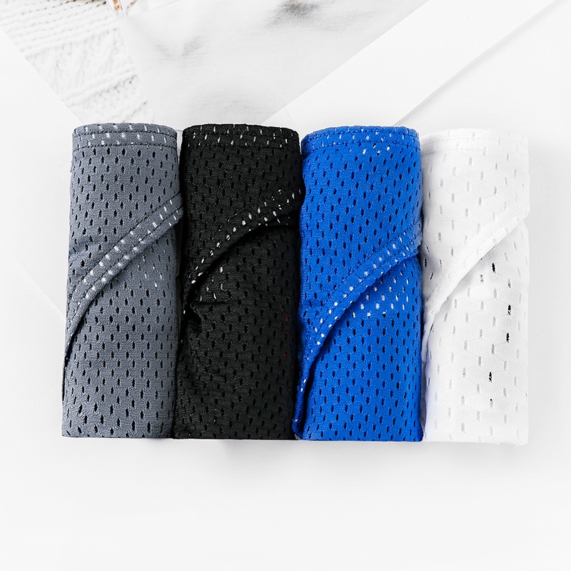 Quần Lót Tam Giác Ôm Sát Phối Lưới Không Đường May Co Giãn Màu Đen / Trắng / Xám / Xanh Dương Cho Nam