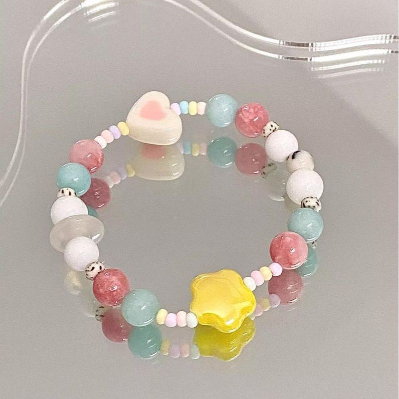 Vòng Tay Xỏ Hạt Nhiều Màu Sắc Dễ Thương Thời Trang Mùa Hè Cho Nữ