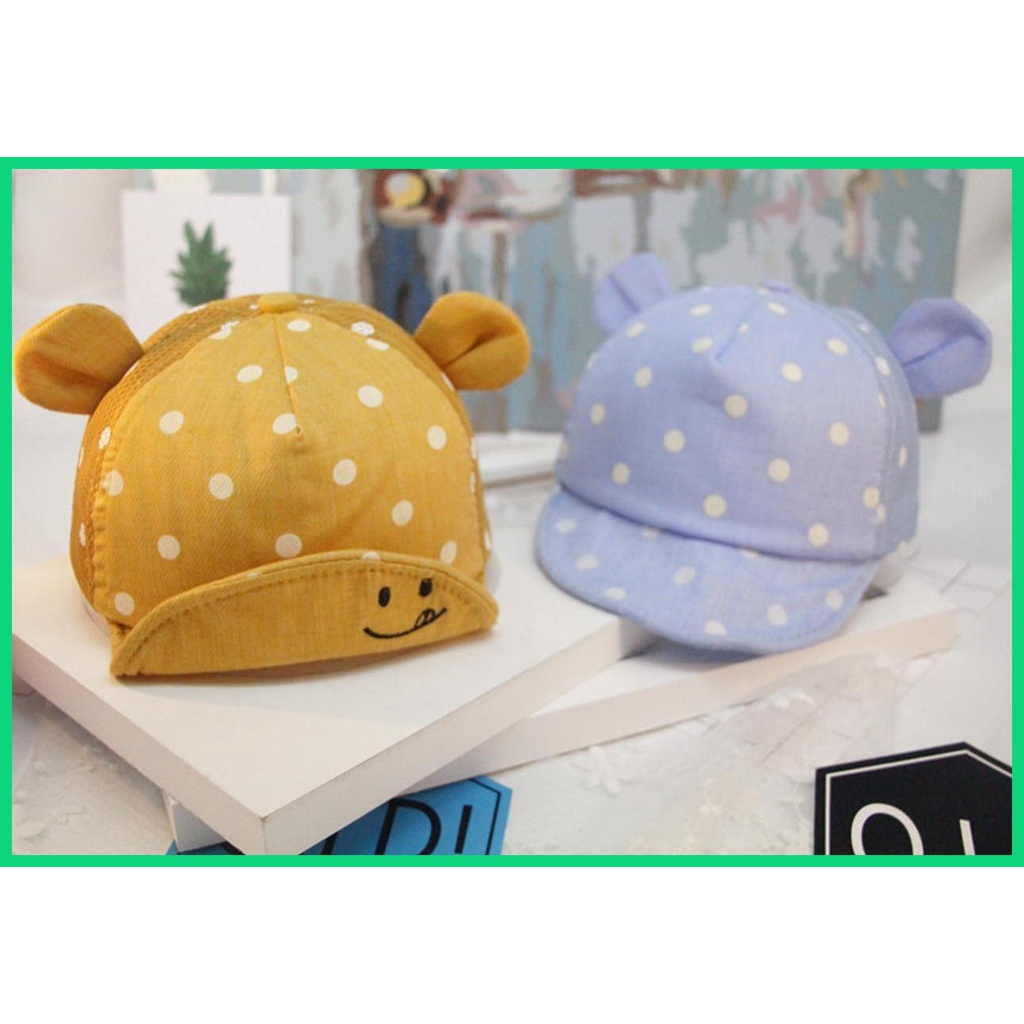 Mũ Lưỡi Trai Mềm Mại Họa Tiết Chấm Bi / Mặt Cười Xinh Xắn Cho Bé