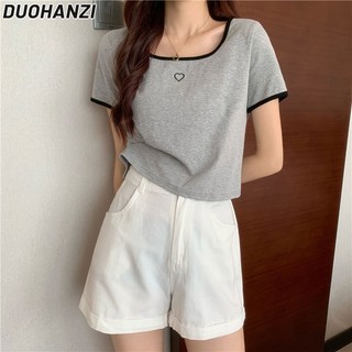 Áo thun DUOHANZI ngắn tay ôm dáng thời trang dành cho nữ