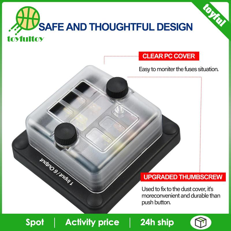 Giá Đỡ Cầu Chì Đầu Vào 1-6 Đầu Ra 6 Đèn LED 6 Cầu Chì