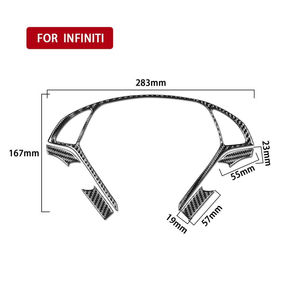 Bộ 5 Miếng Dán Sợi Carbon Trang Trí Bảng Điều Khiển Xe Hơi Mới