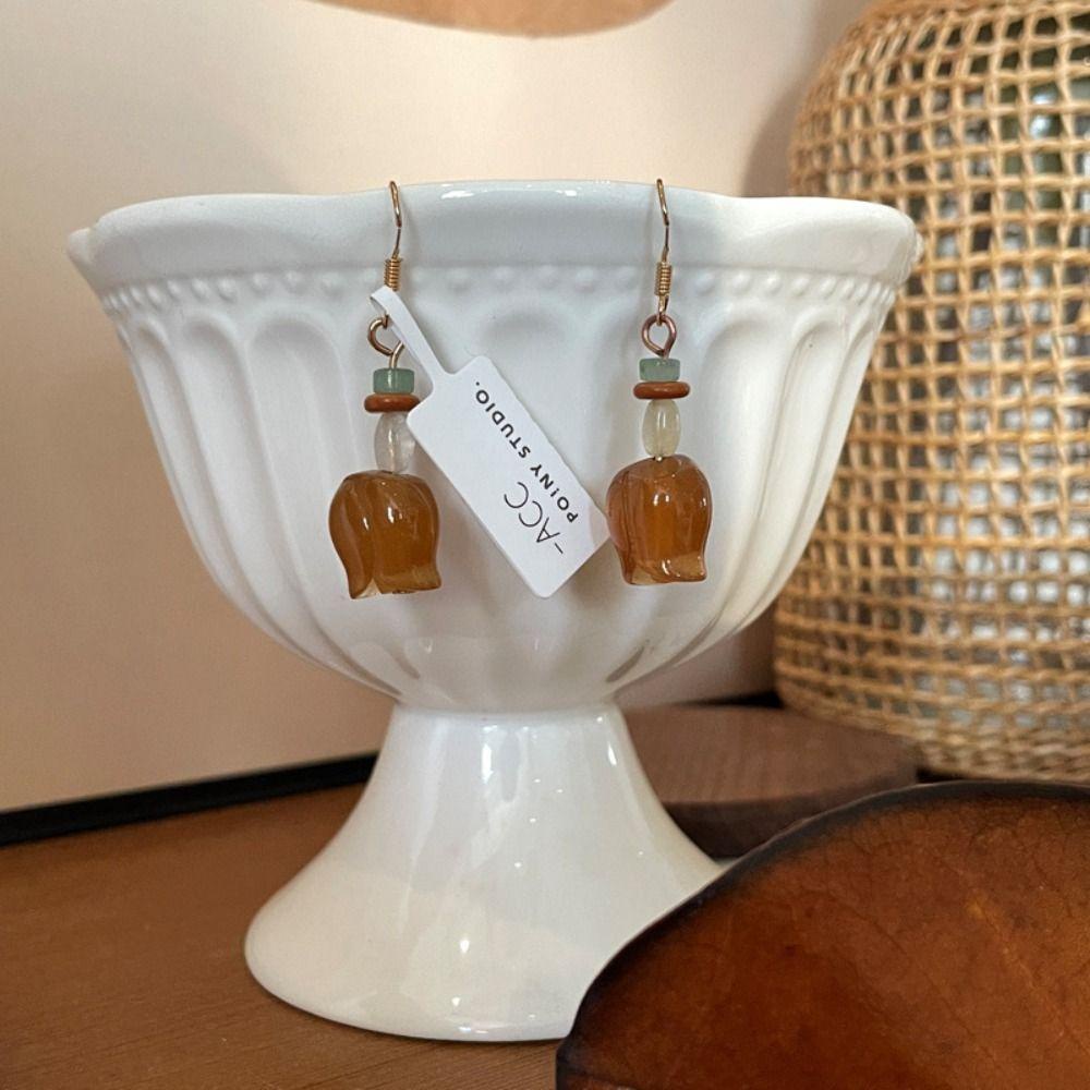 Bông Tai Xỏ Hạt Acrylic Màu Gradient Phong Cách Trung Hoa Cổ Điển Thời Trang Cho Nữ