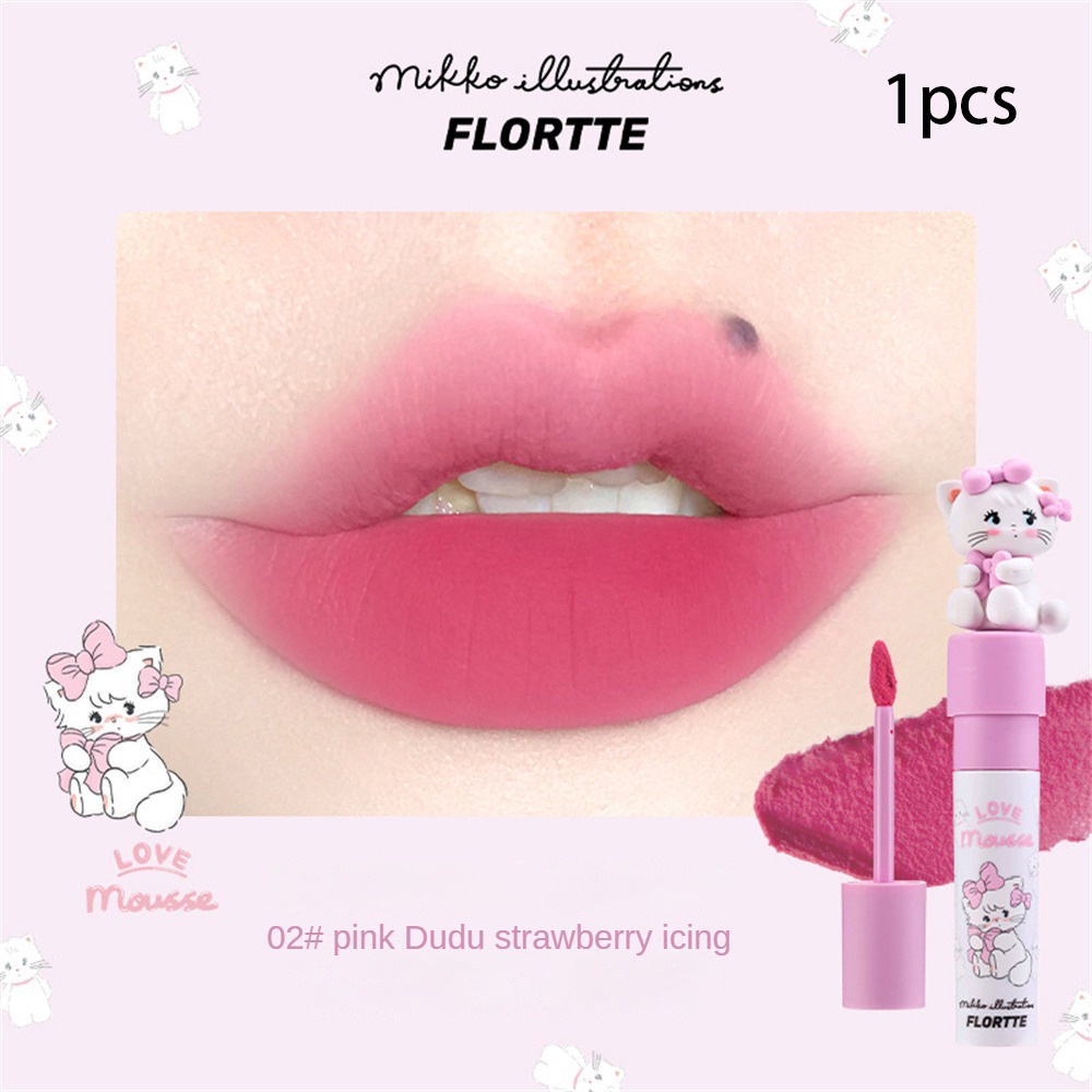 Flortte Sữa Bánh Son Kem Tập Trung Mềm Mại Son Men Chống Thấm Nước Chống Mồ Hôi Lâu Lip Tint DIRE