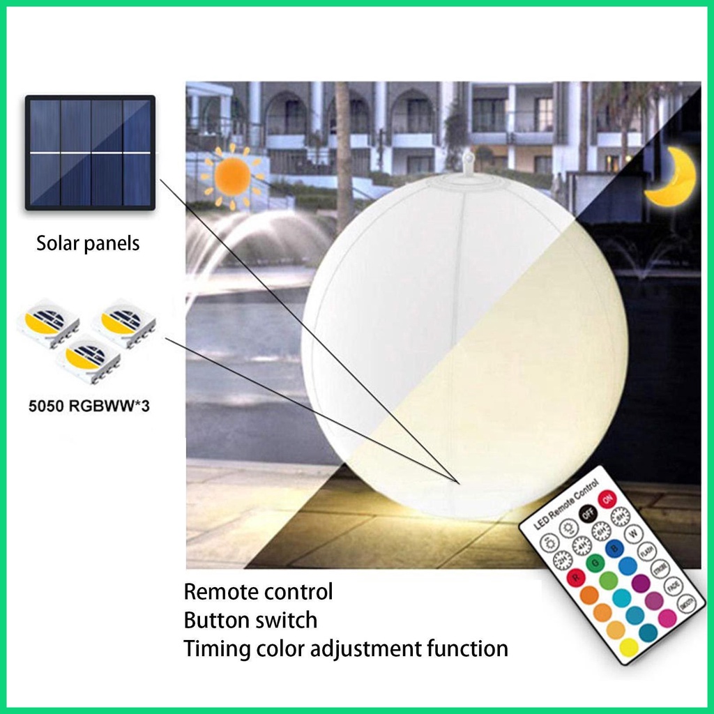 Đèn Năng Lượng Mặt Trời 34cm / 13inch RGB IP68 Chống Thấm Nước Thay Đổi Màu Sắc Độc Đáo