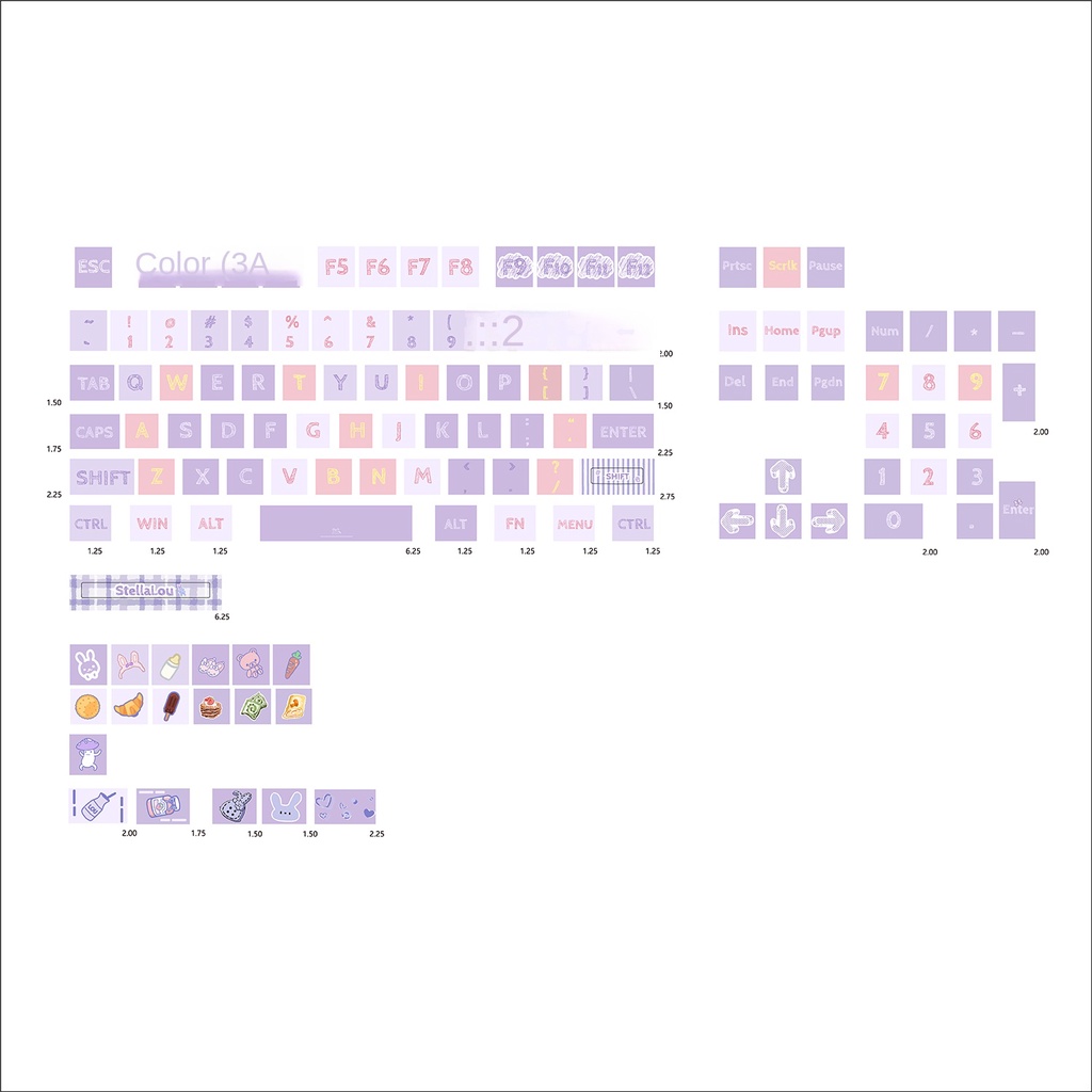 Bộ Nắp Phím Pbt Chủ Đề Ngôi Sao Tím Hồng Dễ Thương Cho Bàn Phím Cơ .Rk61 / 98 / 100 / 987