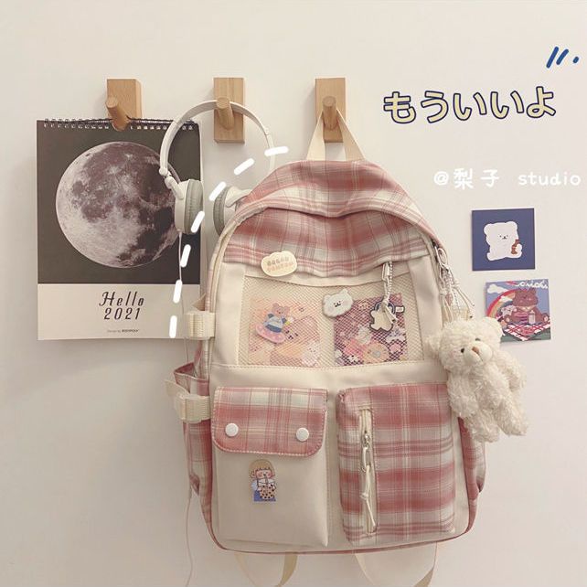 College style schoolbag female middle school student Korean version ins high school student double shoulder bag girl heart junior high school student backpack