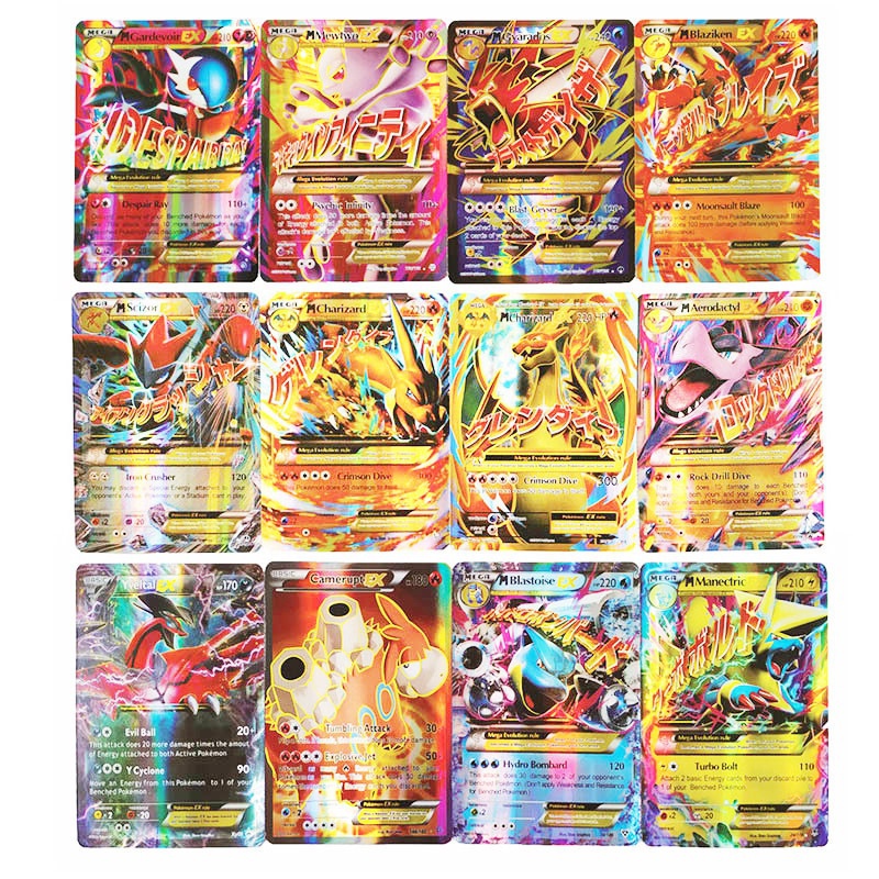 Thẻ Pokemon Bộ 60 Rayquaza Charizard MEGA GX thẻ flash huấn luyện viên, đồ chơi trẻ em