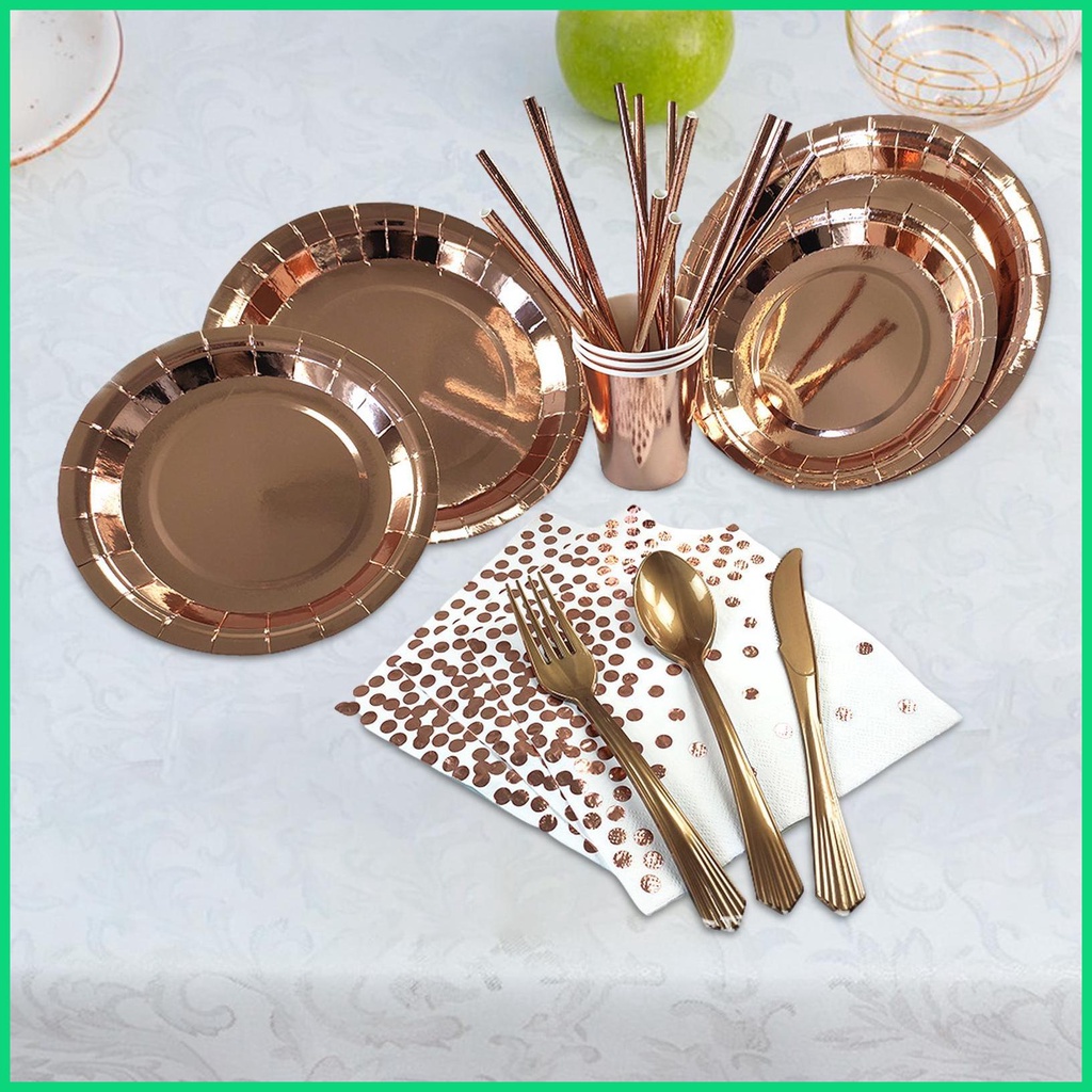 Bộ Đĩa Ăn Bằng Giấy Họa Tiết Chấm Bi Màu Vàng Tiện Dụng