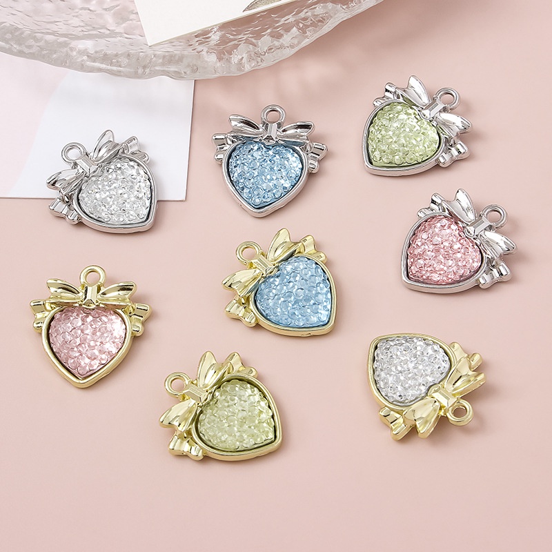 1 Mặt Vòng cổ Hình Nơ Trái Tim Bằng Hợp Kim DIY