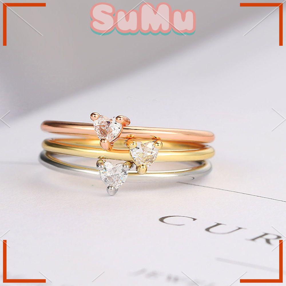 Nhẫn SUMU Nhiều Màu|Trang Sức Hình Trái Tim Làm Quà Tặng